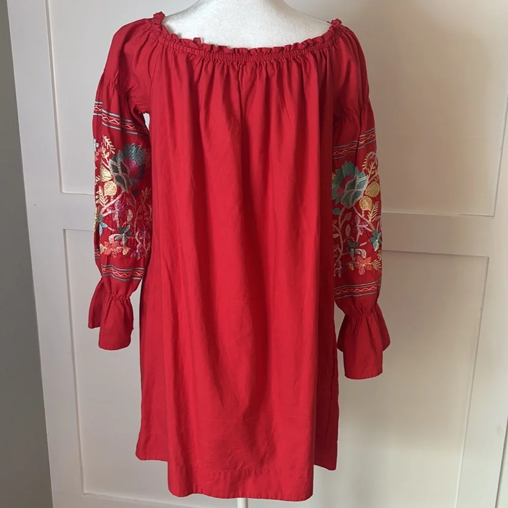 Free People Vibrant Red Cotton Dress in excellent condition